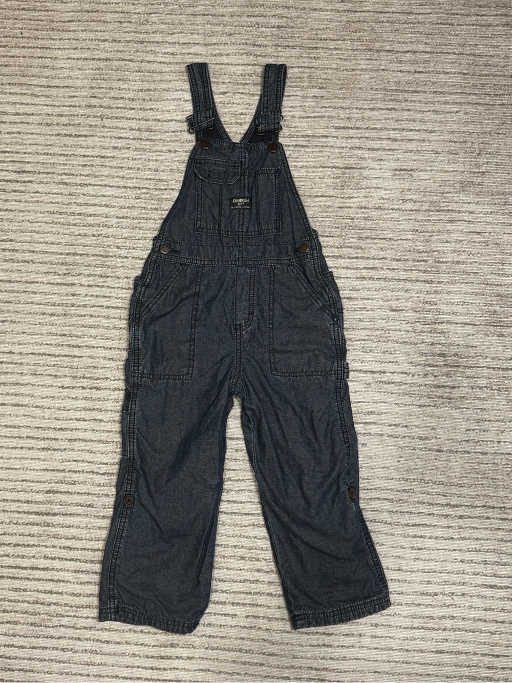 OshKosh B’gosh Toddler 4T Denim Overalls Dark Wash Adjustable Straps Boys Girls